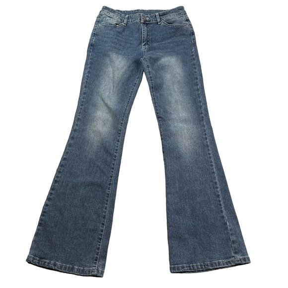 SHEIN Jeans Women's Flared Leg Classic Fit Denim Pockets Blue Size 8/10 - Picture 1 of 11